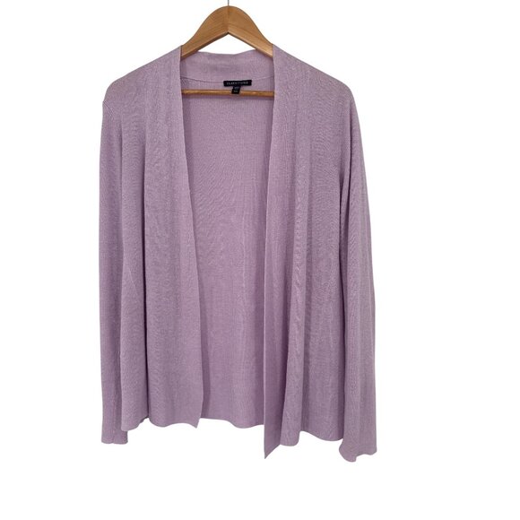 Eileen Fisher Organic Linen size medium Open Front Lilac Cardigan Sweater - Picture 1 of 6